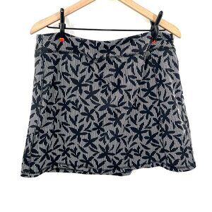 Lands' End Women's Active Knit Skort workout athletic L 14 16 black white preppy